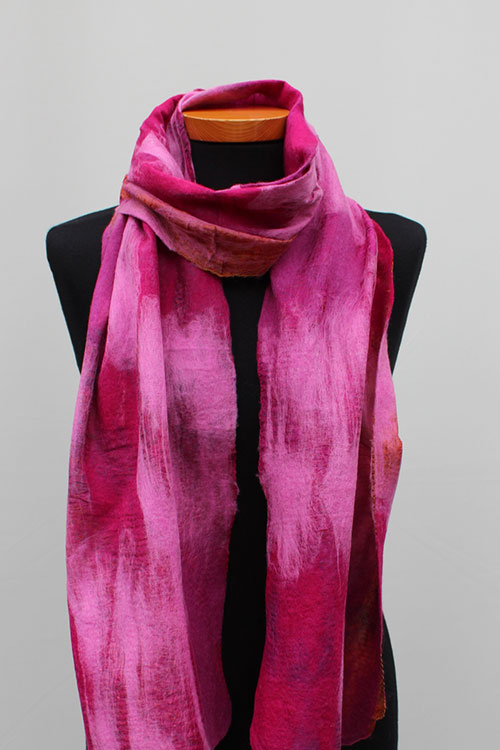 Vilt op zijde sjaal cerise roze