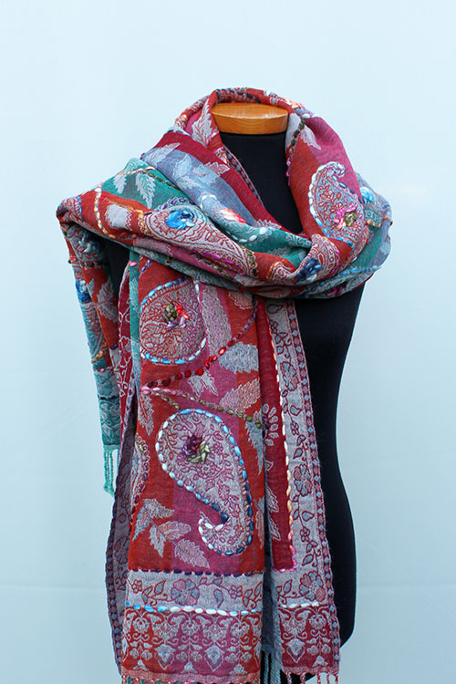 Geborduurde-sjaal-multicolor-paisley-3-BW054 Geborduurde-sjaal-multicolor-paisley