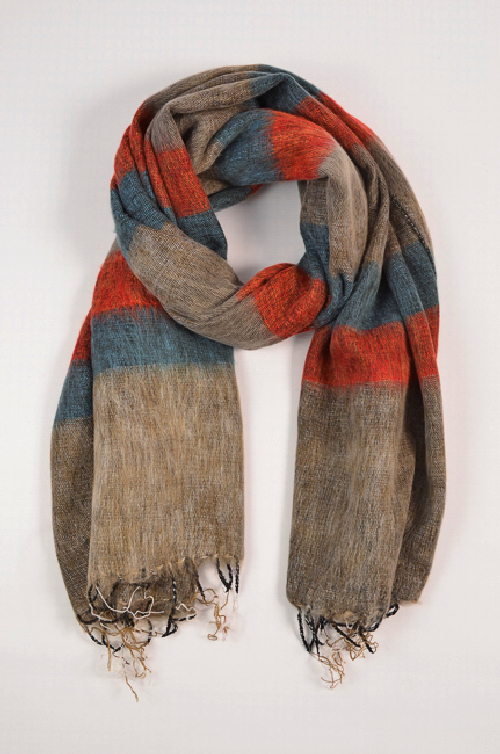 Nepal sjaal en omslagdoek Blauw-Brique-Grijs-NG036 1 Nepal sjaal en omslagdoek Blauw-Brique-Grijs