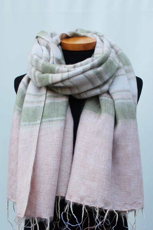 Sjaal-en-omslagdoek-Nepal-Groen-Ecru-NG055-1 Sjaal-en-omslagdoek-Nepal-Groen-Ecru