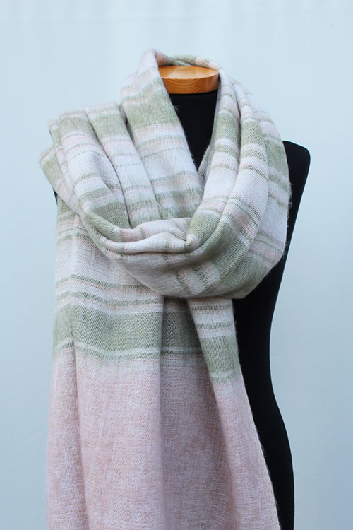 Sjaal-en-omslagdoek-Nepal-Groen-Ecru-NG055-2 Sjaal-en-omslagdoek-Nepal-Groen-Ecru