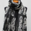 Geborduurde-sjaal-en-omslagdoek-Zwartgrijs-Vlinder