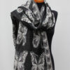 Geborduurde-sjaal-en-omslagdoek-Zwartgrijs-Vlinder