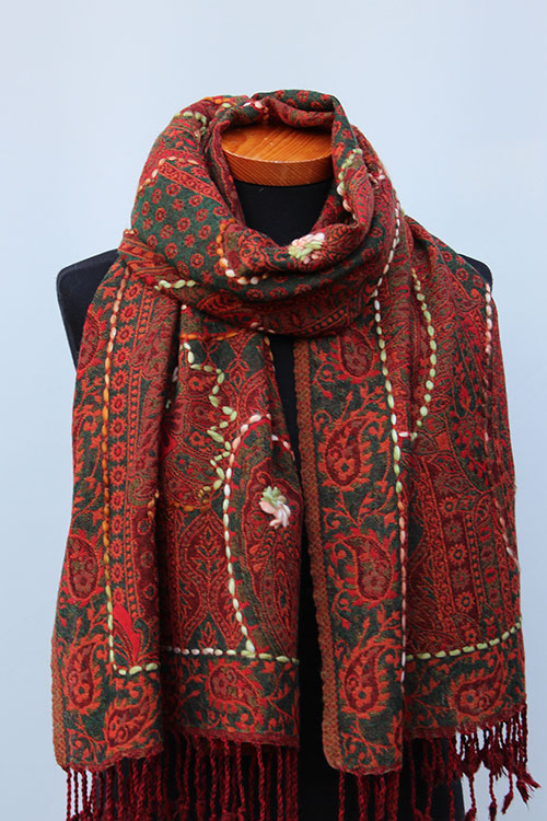 Geborduurde-sjaal-brique-rood-BW055-2 Geborduurde-sjaal-brique-rood-