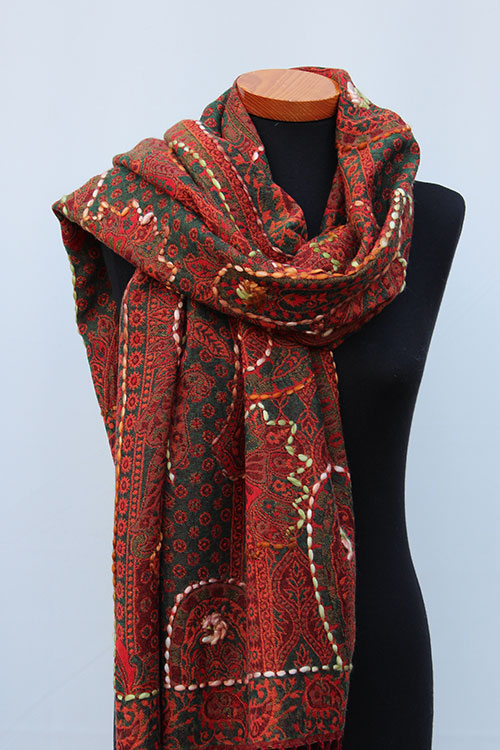 Geborduurde-sjaal-brique-rood-BW055-3 Geborduurde-sjaal-brique-rood-